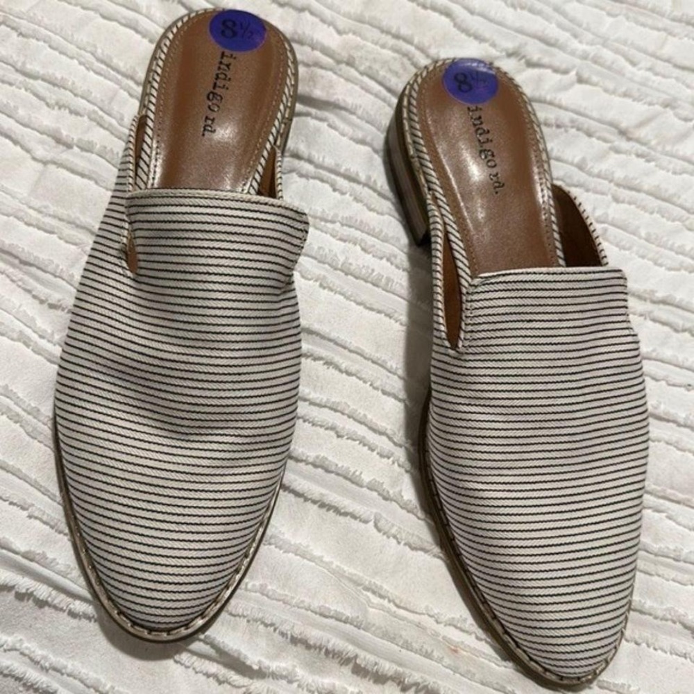 Indigo Striped Slide-On Loafers –‎ Size 8.5 preppy nautical